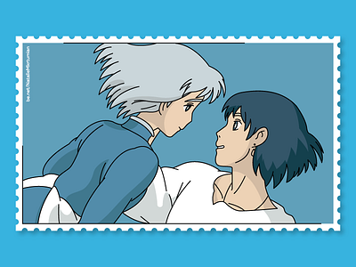 Howl's moving castle / Howl and Sophie / Stamps collection anime ghibli graphicdesign howl howlmovingcastle illustration lineart linemaster stamps sticker studioghibli
