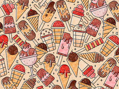 Ice Cream Pattern artwork design graphicdesign ice cream ice cream cone ice cream pattern illustration illustrator lineart pattern pattern a day pattern design pattern library vector