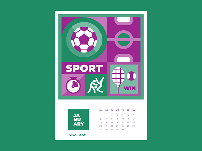 Calendar for Vivaro | January art direction calendar calendar 2019 calendar design design flat design football graphic design illustration sport vector