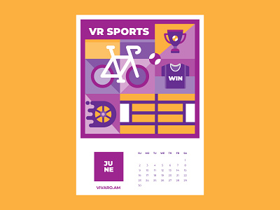 Calendar for Vivaro | June art direction calendar calendar 2019 calendar design design flat design graphicdesign illustration sport vector virtual sports betting