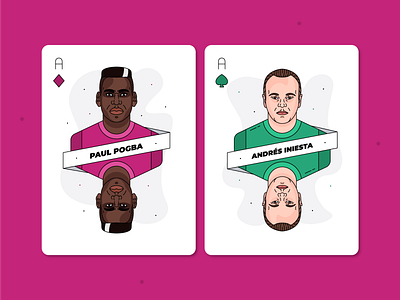 Paul Pogba & Andrés Iniesta / Playing Cards andrea iniesta card design football football club graphicdesign illustration line lineart manchester united paul pogba playing card playingcards soccer soccerplayer vector vector illustration