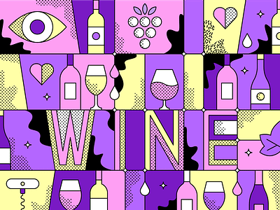 World Wine Day art direction art print design graphic design illustration line work pattern society6 wine wine bottle wine days wine glass world days