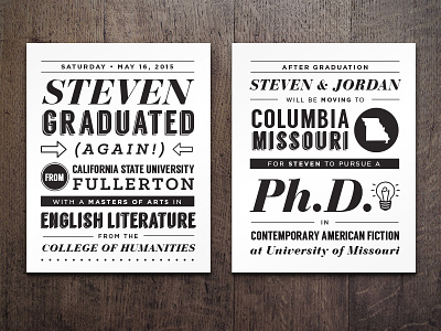 grad announcements announcement csuf graduation missouri mizzou print type typography