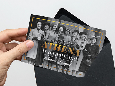 Save the Date • Athena International Awards Banquet gold foil mockup print reject save the date stationary vintage women