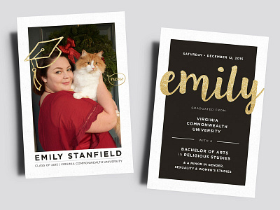 Graduation Announcement • Emily Stanfield announcement card gold foil graduation graduation announcement greeting card print print design stationary