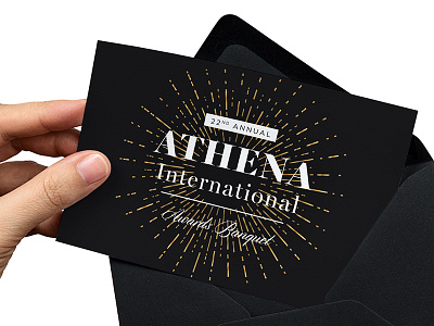 Final Save the Date 2016 • ATHENA International Awards Banquet athena gold foil mockup print save the date starburst stationary
