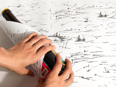IGNEA wrap argentina asis bottle branding hand drawn identity illustration landscape paper pattern pencil print wine wrap wrapping