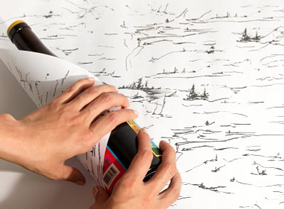 IGNEA wrap argentina asis bottle branding hand drawn identity illustration landscape paper pattern pencil print wine wrap wrapping