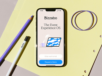 Bizzabo onboarding argentina asis branding clouds design desk identity illustration iphone mobile onboarding ui