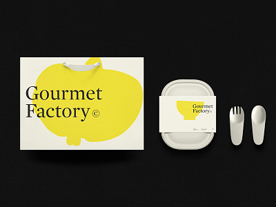 Gourmet Factory packaging bag branding cutlery food gourmet meal packaging yellow