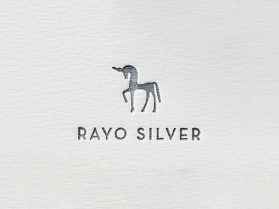 Rayo Silver horse letterpress logo print silver thunder unicorn