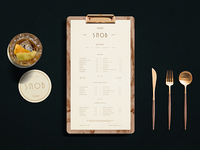 Snob Menu branding hotel identity menu paris