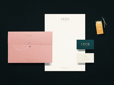 Snob Stationery brand business cards envelope foil gold hotel identity letterhead matches paris stationery