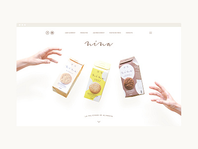 Nina website boxes branding cookies hands home packaging ui website