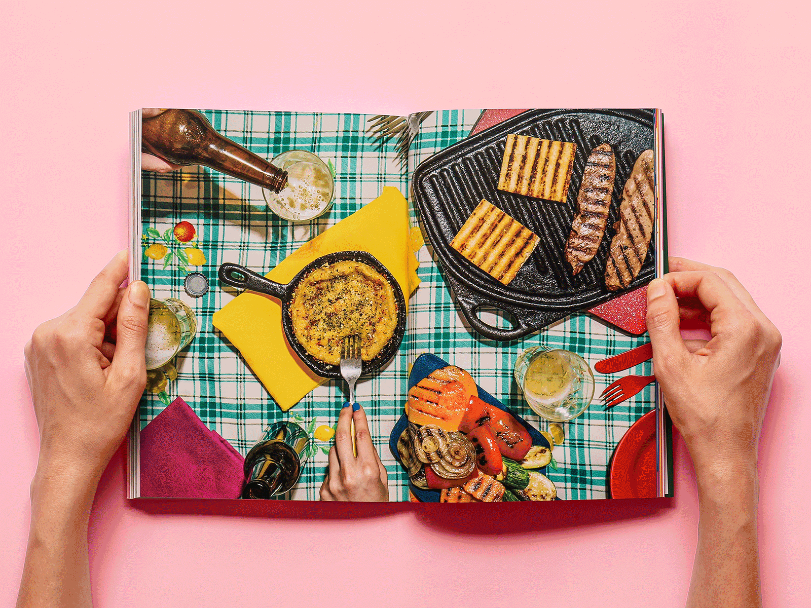 LMDV spreads argentina asis book color cooking design editorial food pink print recipe spread typography vegan