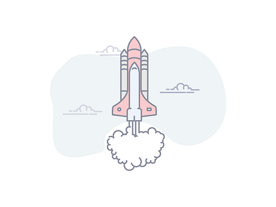 Rocket Illustration bubbles cloud fast grey launch red smoke stain white