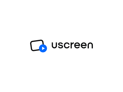 Uscreen Logo black blue button frame logo platform play screen sell uscreen video vod