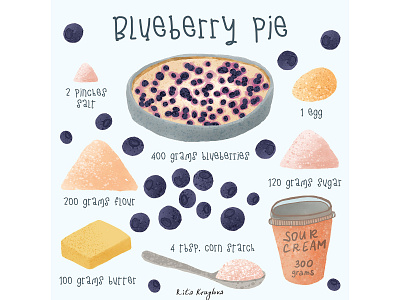 Recipe for blueberry pie | Illustration adobe photoshop behance cute illustration design digital illustration fiverr illustration procreate