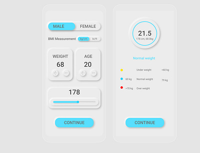 BMI APP bmi bmi app bmi ui bmi ux neumorphism ui ux