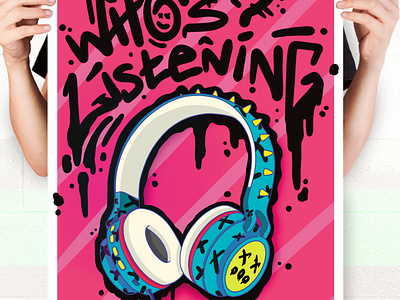 WHO'S LISTENING artwork design digital digitalillustration graphic design illustration illustrator poster print
