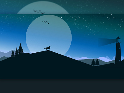 Wolf Howling At Night | Detailed Landscape