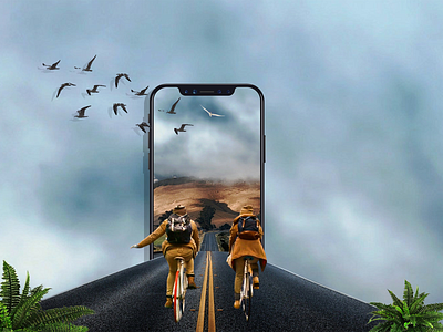 Photo Manipulation | Dream Road 3d mobile adobe photoshop sketch bennyreview birds blue sky cycling digitalart dream road fineart manipulationedit manipulations modernart photomanipulation photoshopcc road simplycooldesign sky you and me
