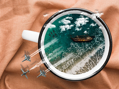 Manipulation | Finding The Ship adobe adobe photoshop adobe photoshop cc aeroplane airplane manipulation bennyreview coffee cup digitalart finding ship lost ship manipulate manipulation modern art sea ship ship manipulation simple cool design