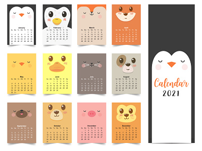 Calendar Design | Cute Face Animal