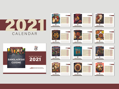 2021 Desk Calendar Design | Food Calendar