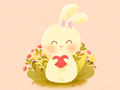 valentine bunny animal illustration bunny cute flower garden heart illustration lovely pink sweet valentine wallpaper warm watercolor