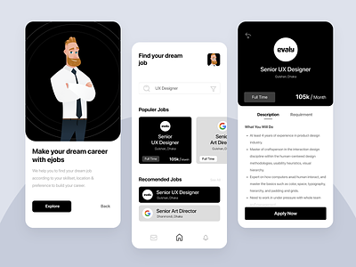 Ejobs | to get your dream Job app design ejob interaction interface job portal ui ux