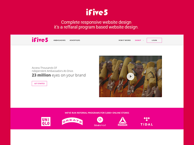 iFive5 reffaral program based website design. branding. responsive design ui website