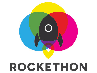 Rockethon cmyk colorful geometric overlap rocket rockethon shirt