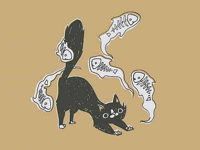 First day of Autumn! black cat cat cute fall ghost halloween illustration sketch spooky