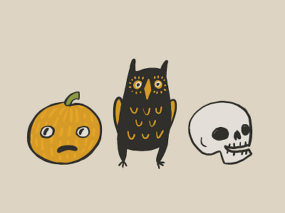 Spoopy Pals autumn halloween jack o lantern october owl skull