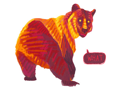WHAT bear bright colorful colors crosshatch cute grizzly sketch what