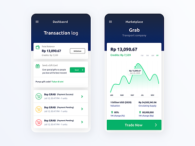 Marketplace for Trading Mobile App 2019 dashboad grab minimal mobile trade trading trading platform ui ux uxdesign