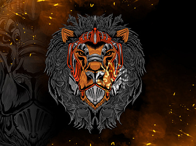 Wise Mecha Lion animal animal illustration beast lion lion head mask mecha merchandise orange robot silver tshirt wild