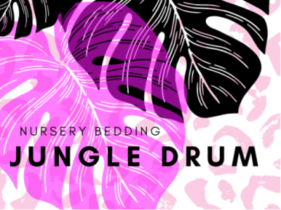 Jungle Drum baby store baby yoda bedding brand couture crib cute fun funky jungle leaves logos modern nursery pink retail shop trendy
