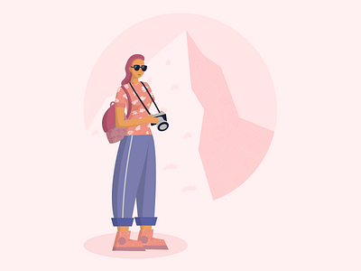 Girl Traveler Illustration design flat icon illustration traveling ui
