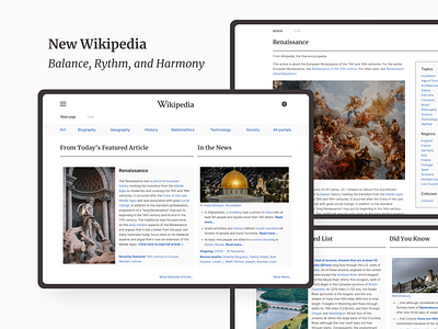 Wikipedia - Redesign (Improving balance, rhythm, and harmony) design ui ux website website design