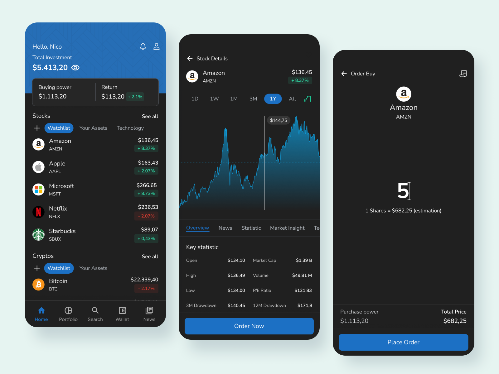 Investment App - Dark Mode Exploration by Nico Wilson on Dribbble