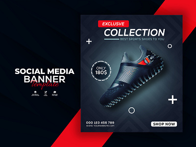 Shoes Banner Design - Social Media Banner Templates adobe photoshop cc banner branding design flayer graphic design photoshop post template product psd file sale banner shoes social media template web banner