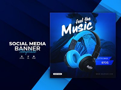 Headphone Banner Design - Social Media Banner Templates adobe photoshop cc ads banner branding design facebook flayer graphic design headphone banner headphones instagram post music photoshop post product sale banner social media social media banner social media post banner user interface web