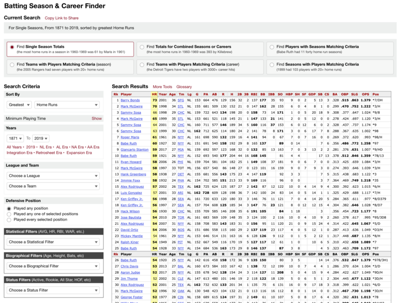 Baseball-Reference Play Index baseball baseball-reference sabermetrics sports statistics stats