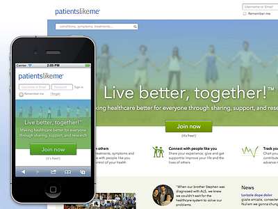 Homepaging home page mobile patientslikeme