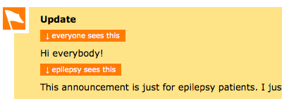 Who sees what? notification orange patientslikeme yellow