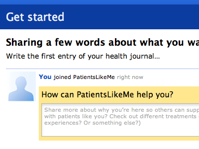 Share a few words journal patientslikeme quick start