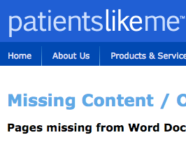 Missing Content Page dropped hint nudge patientslikeme