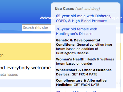 Floating use case switcher blue jquery patientslikeme